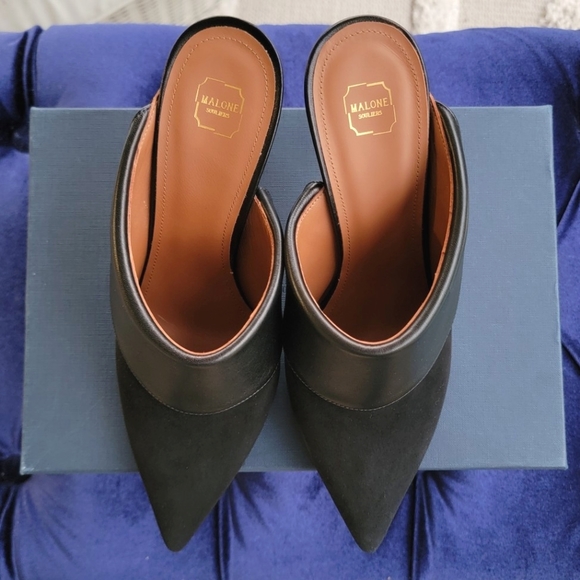 NIB. MALONE SOULIERS 'Tilly' 85 Leather and Suede Mules - Picture 4 of 16